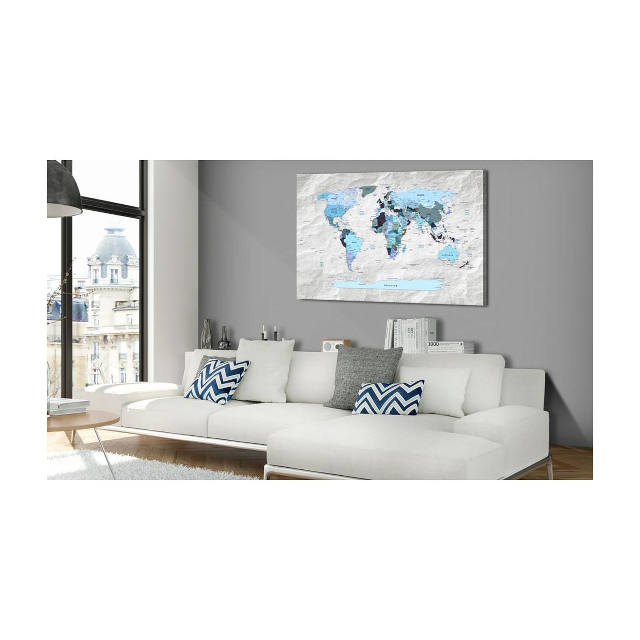 Voir la diapositive 2 : Paris Prix Tableau imprimé  world map : blue pilgrimages