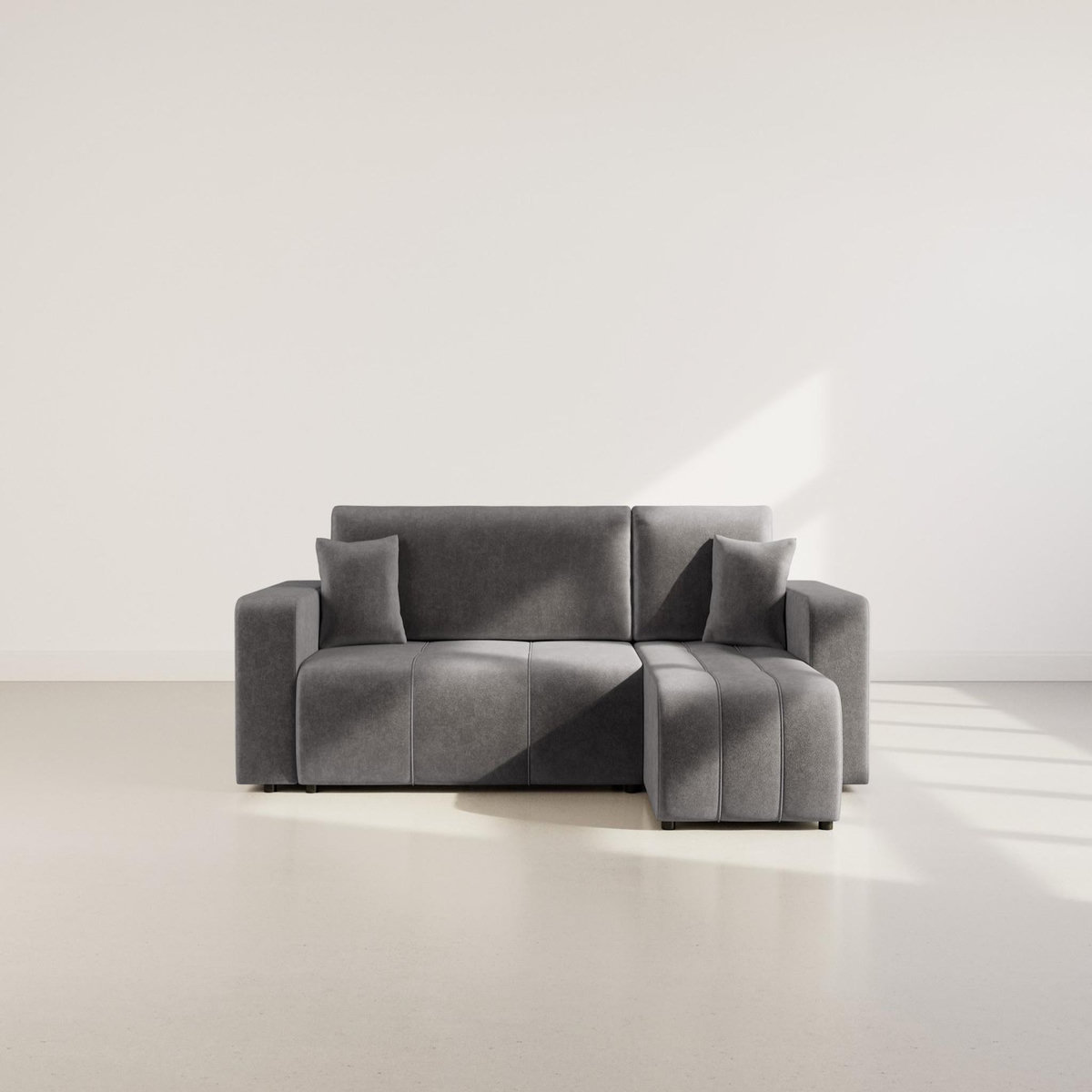 BEST MOBILIER Nicole - canapé d'angle réversible 4 places convertible avec coffre en tissu