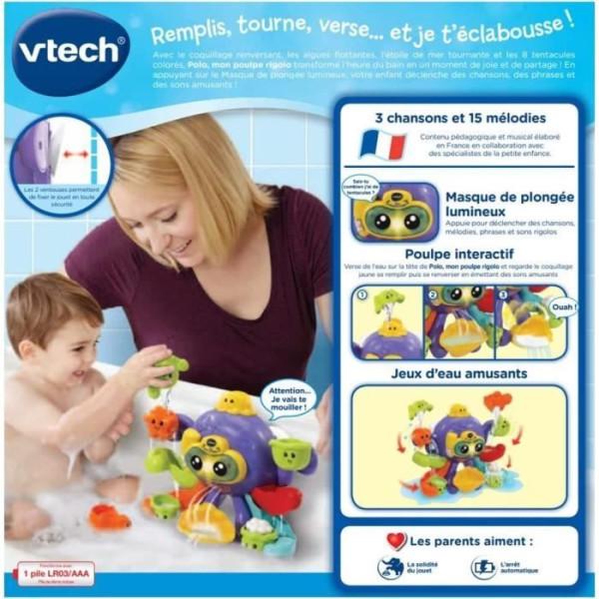 Voir la diapositive 6 : VTECH BABY Jouet de Bain interactif VTECH BABY - Polo, Mon Poulpe Rigolo - Multicolore - Pour Bébé de 1 a 5 ans
