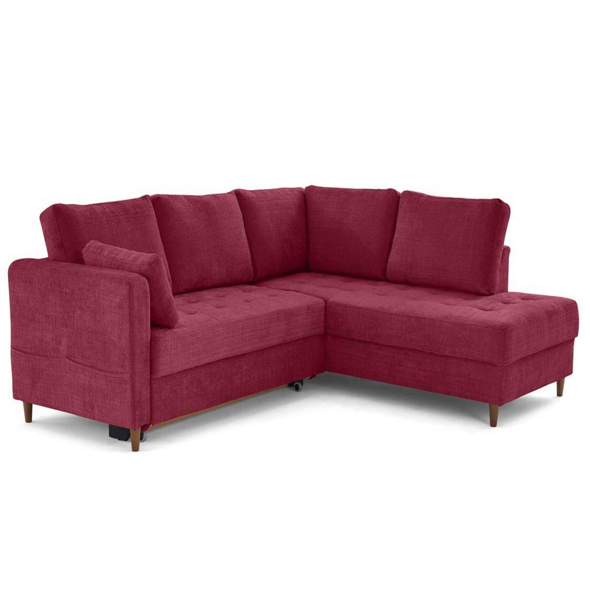Voir la diapositive 3 : LISA DESIGN Anna - canapé d'angle droit 5 places convertible en velours texturé