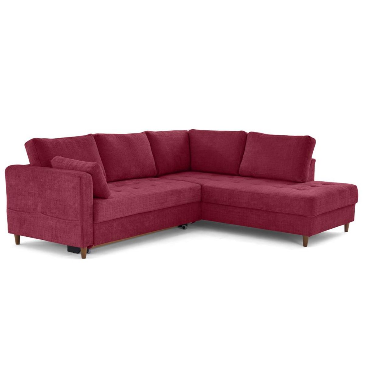 LISA DESIGN Anna - canapé d'angle droit 5 places convertible en velours texturé