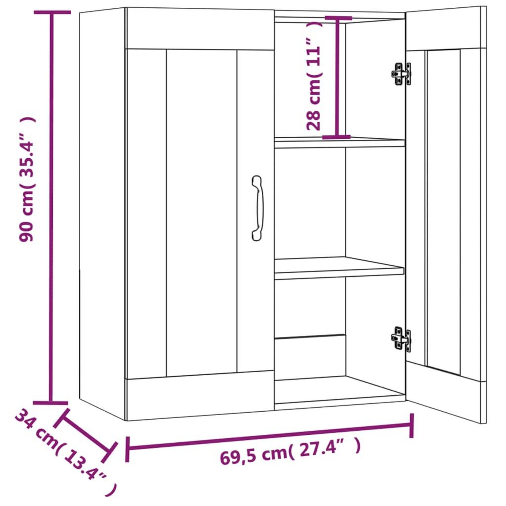 Voir la diapositive 6 : VIDAXL Armoire murale suspendue Sonoma gris 69,5x34x90 cm