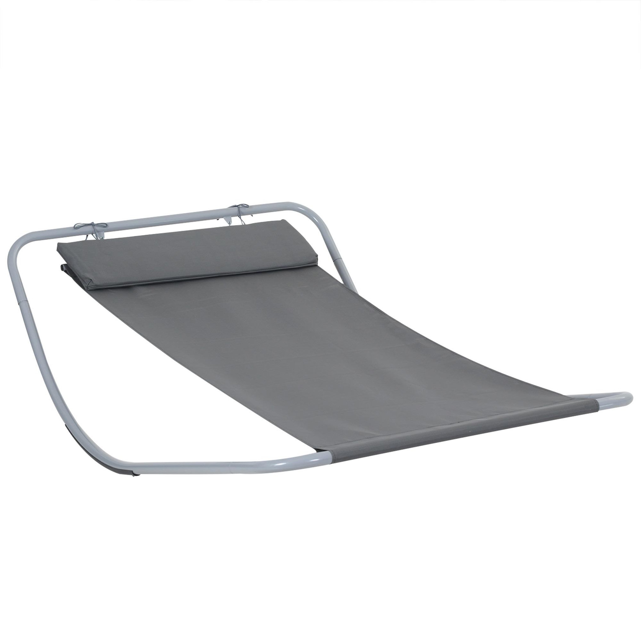 Voir la diapositive 1 : HOMCOM Bain de soleil transat de jardin bascule hamac 212L x 130l x 60H cm gris