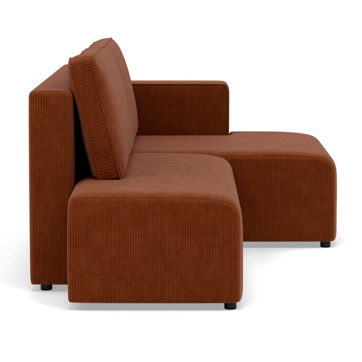 BEST MOBILIER Topaze - canapé d'angle droit 4 places convertible avec coffre en velours côtelé