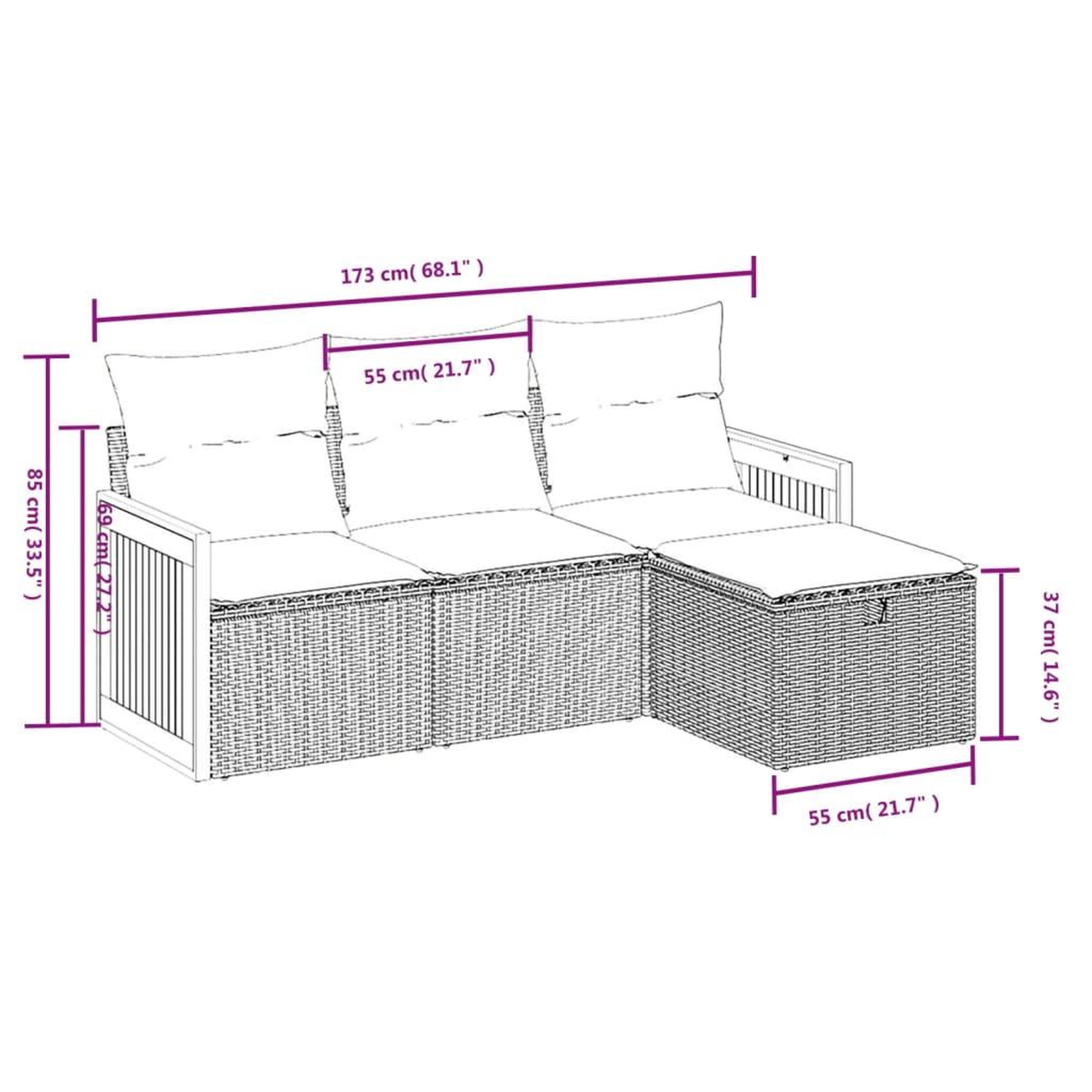 Voir la diapositive 4 : VIDAXL Salon de jardin 4 pcs avec coussins noir resine tressee