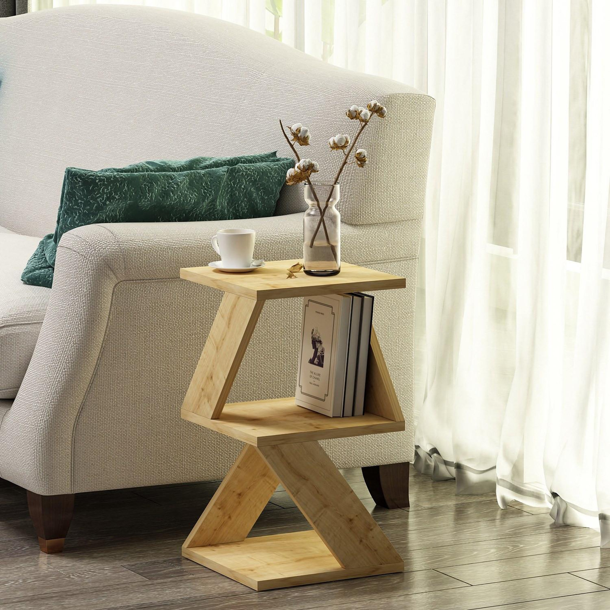 Voir la diapositive 3 : Habitat et Jardin Table d'appoint en bois  Albeni  - 30 x 30 x 50 cm - Chêne Saphir