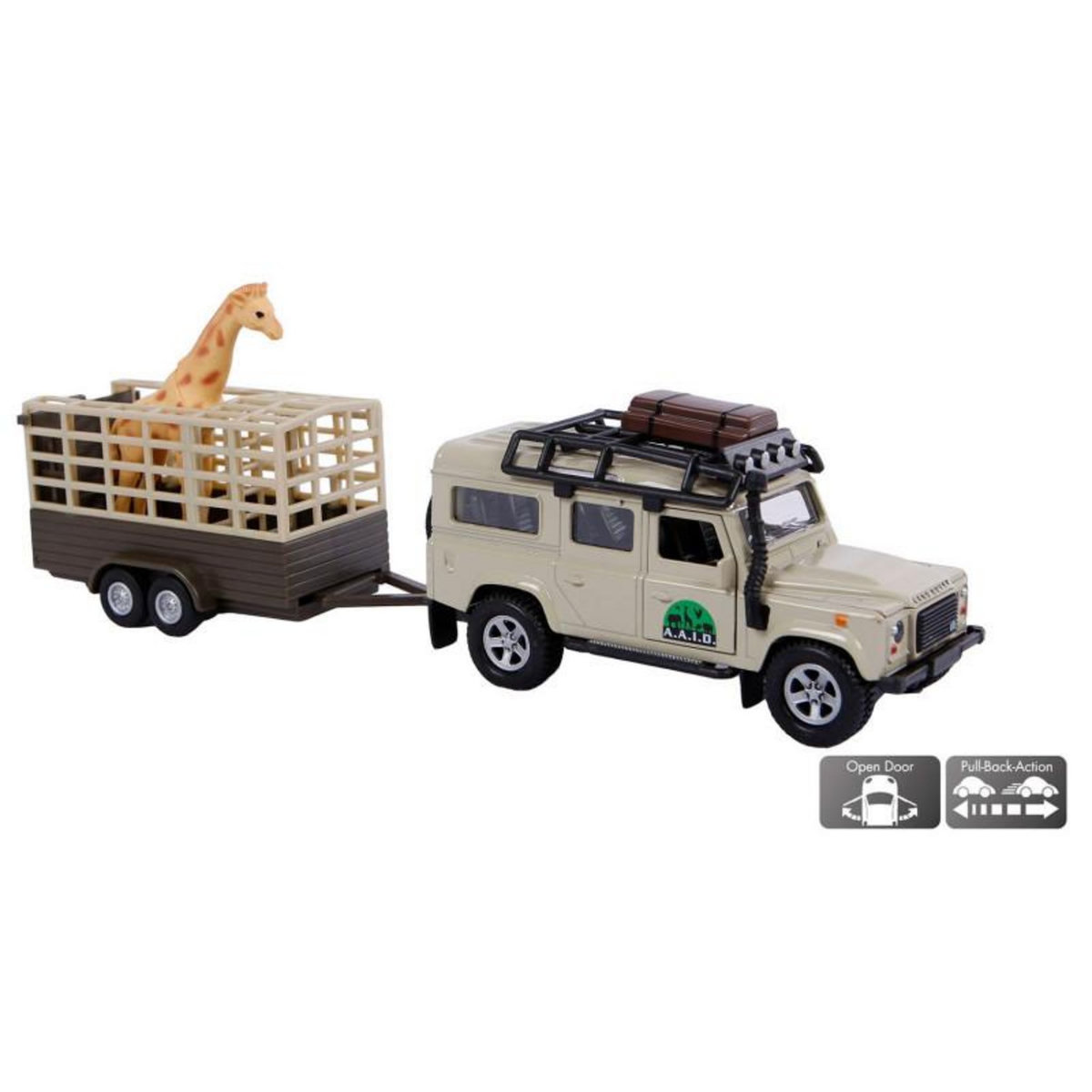 GLOB KIDS Kids Globe Die-cast Land Rover with Giraffe trailer, 29cm