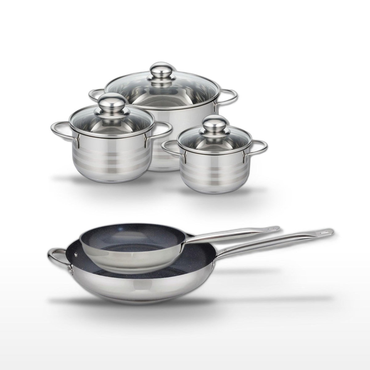 ELO Lot de 2 Poêles 24/32 cm et 3 Faitouts 14/16/24 cm Elo Profi Therm Platinum