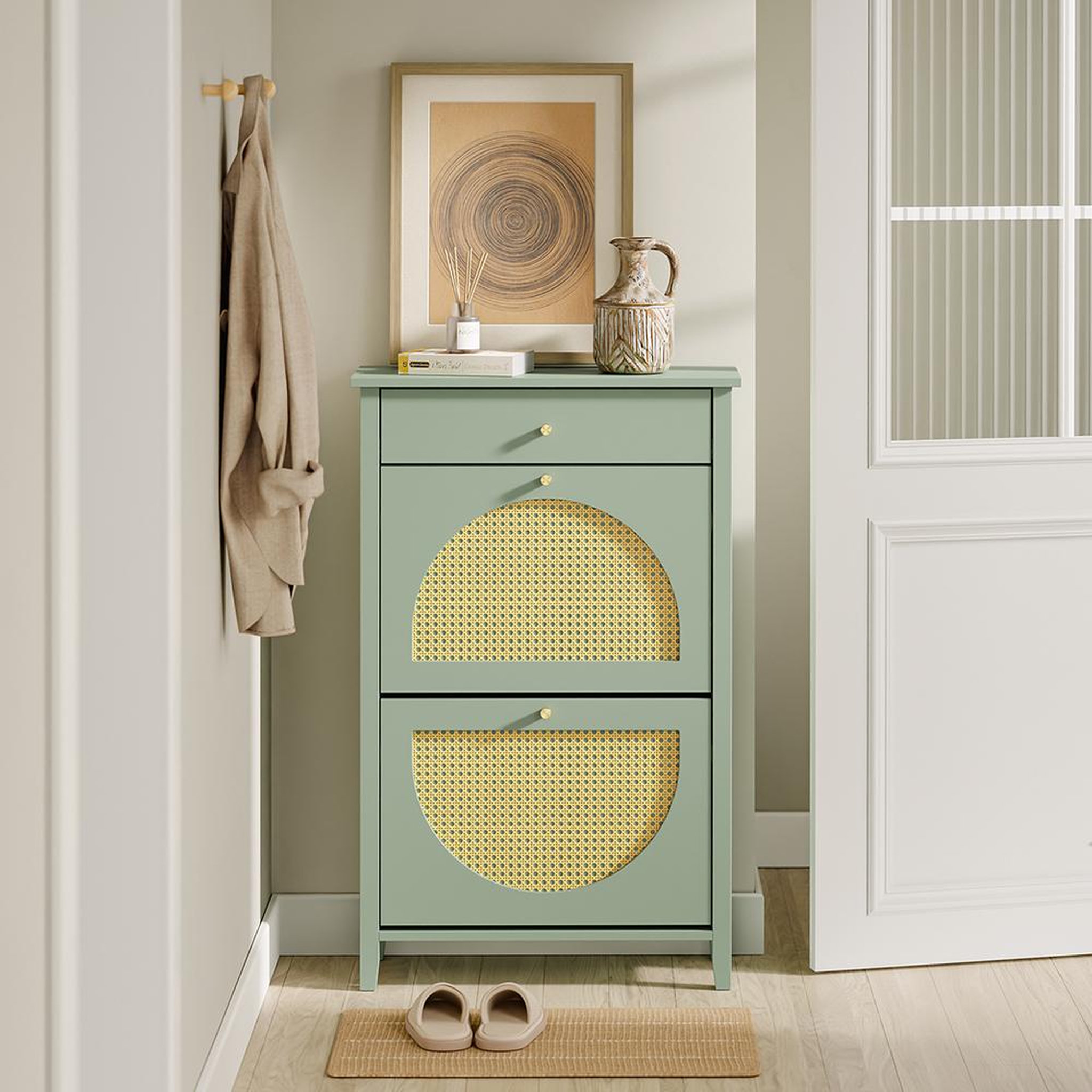 Voir la diapositive 6 : SOBUY Armoire à chaussures Vert 62x25x97cm FSR223-GR