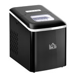 HOMCOM Machine à glaçon 120 W - capacité réservoir eau 1,8 L - capacité réservoir glace 0,8 Kg - cuillère et panier inclus - PP noir