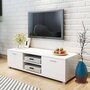 VIDAXL Meuble TV a haute brillance blanc 140x40,5x35 cm