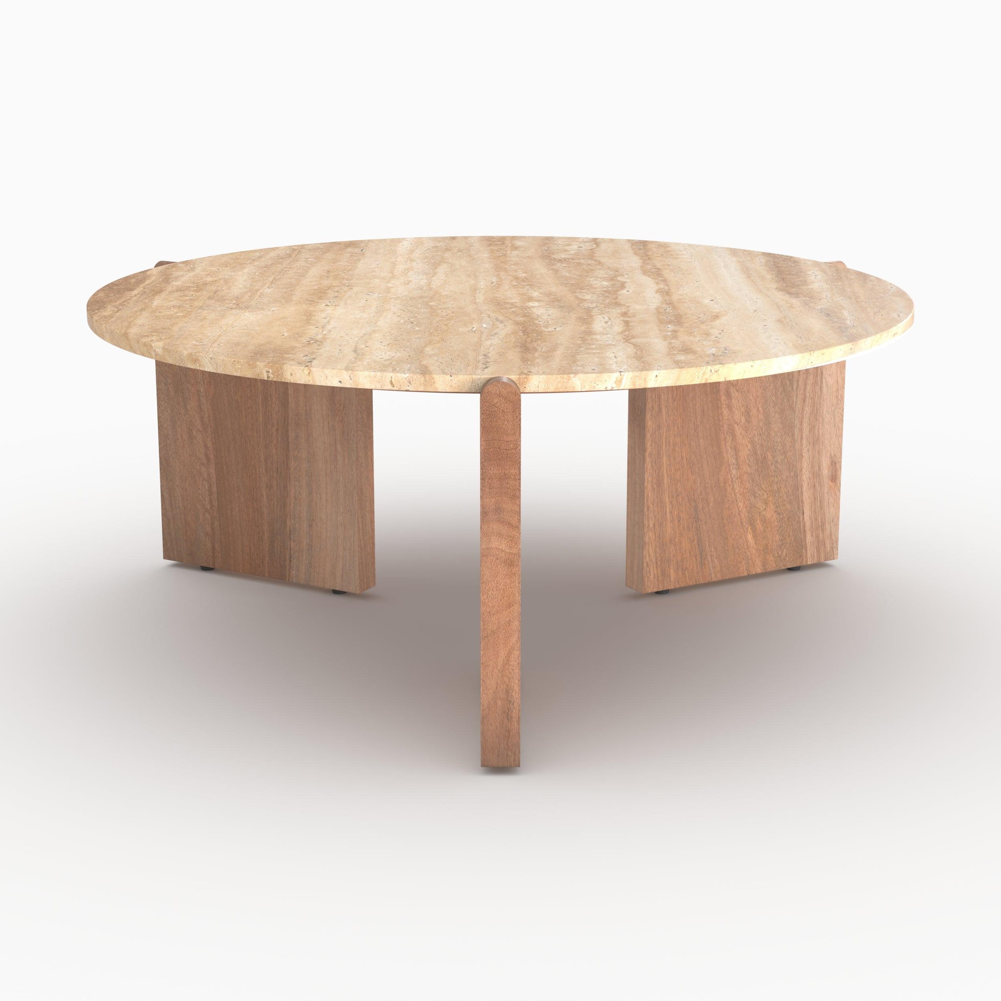 Voir la diapositive 5 : MAISON PAVANE Table basse en travertin et bois d85 cm-sierra