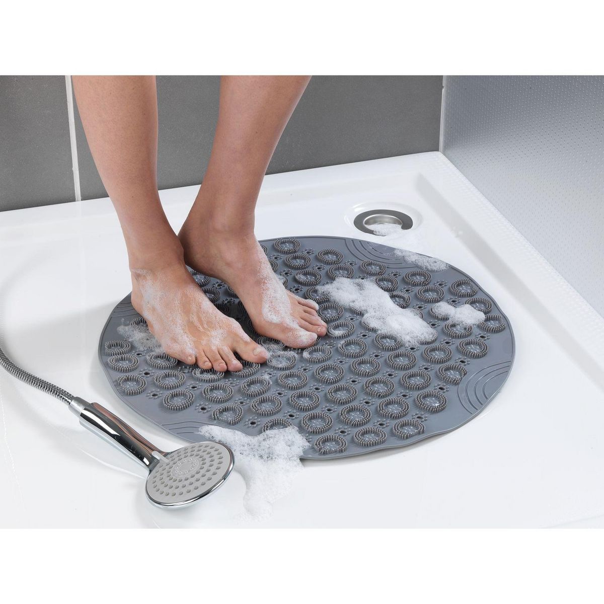 Wenko Tapis de massage pour la douche - Gris