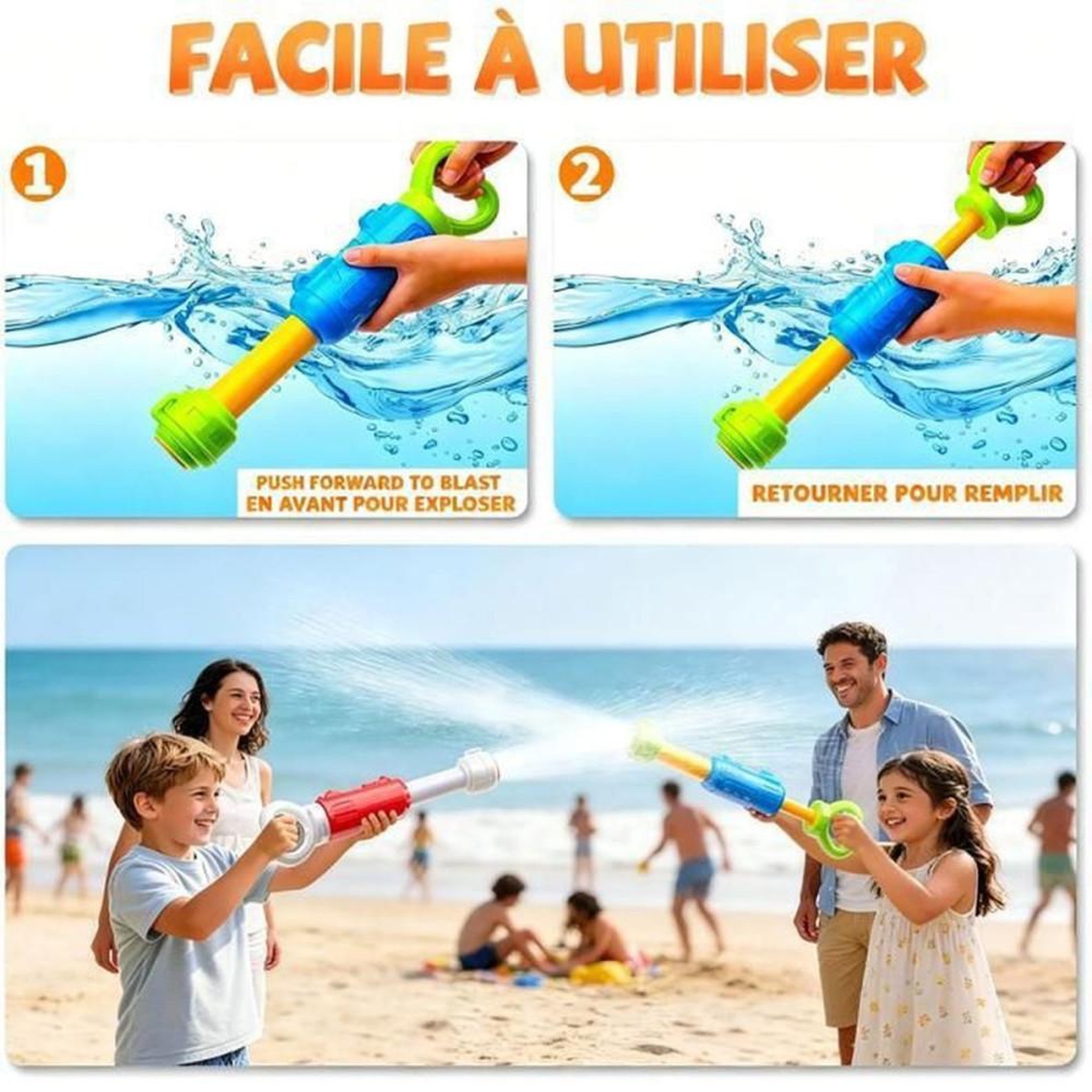 Voir la diapositive 3 : Pistolet à eau manuel lot de 2, ABS, portée 4 à 10 m, gâchette jet continu