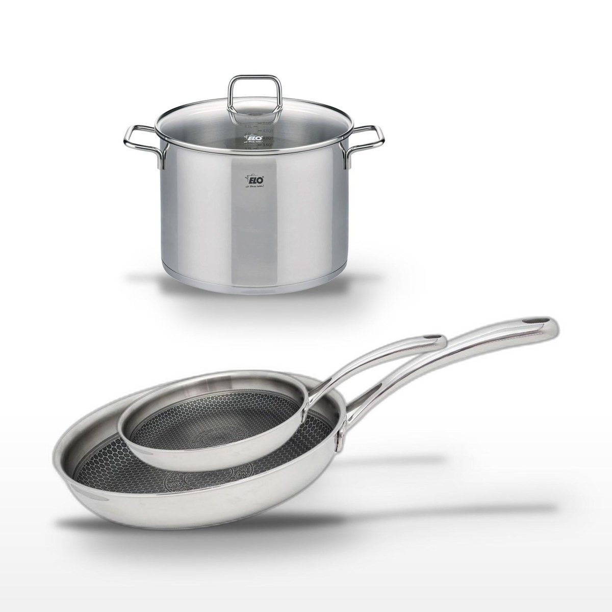 ELO Lot Faitout 26 cm & Poêles 24/28 cm Elo Relief Evolution