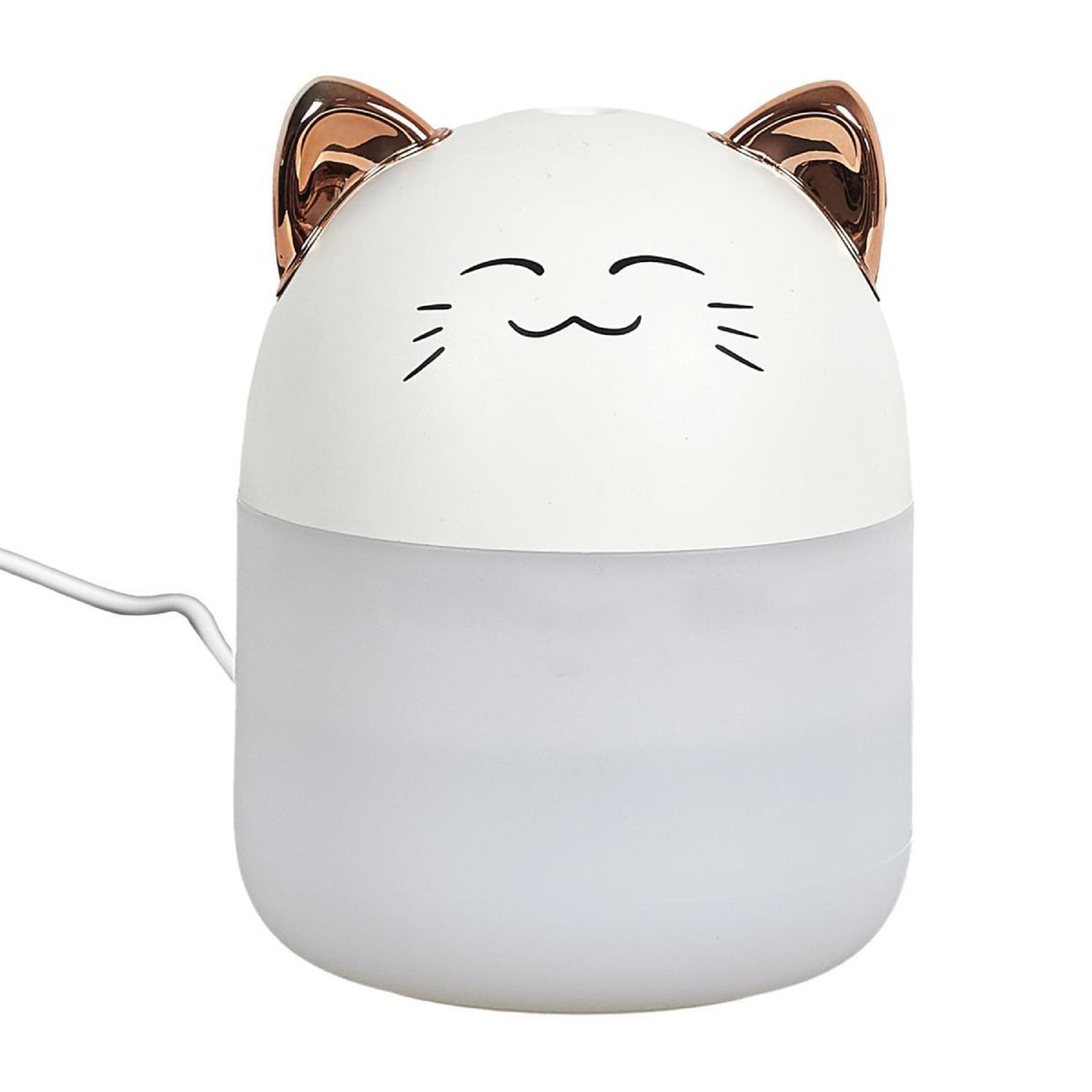 The Home Deco Factory Diffuseur de Parfum LED  Chat  200ml Blanc