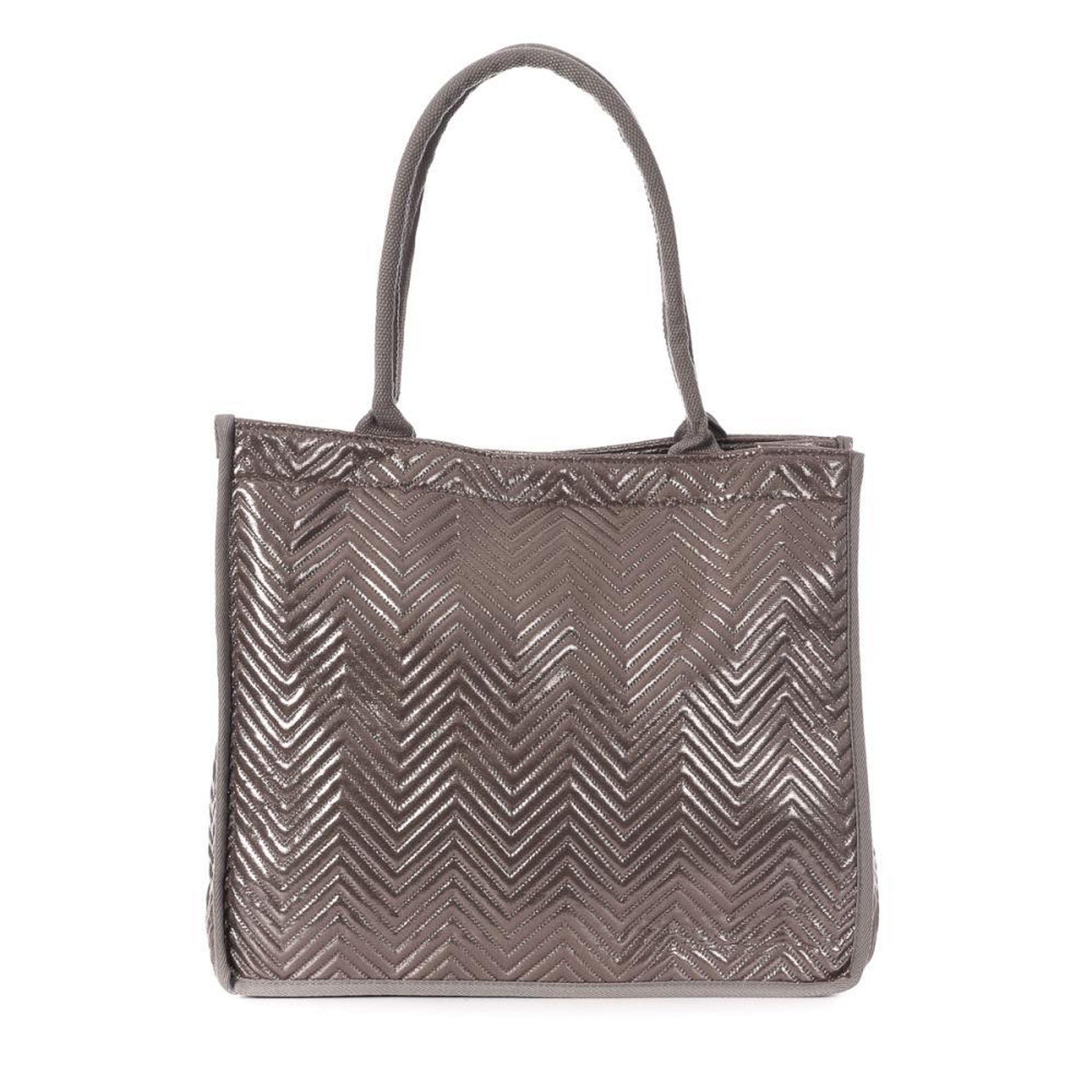 Voir la diapositive 1 : Stella Green Sac Caba Fourre tout Gris Métallique Stella Green Matelasse Chevron 3