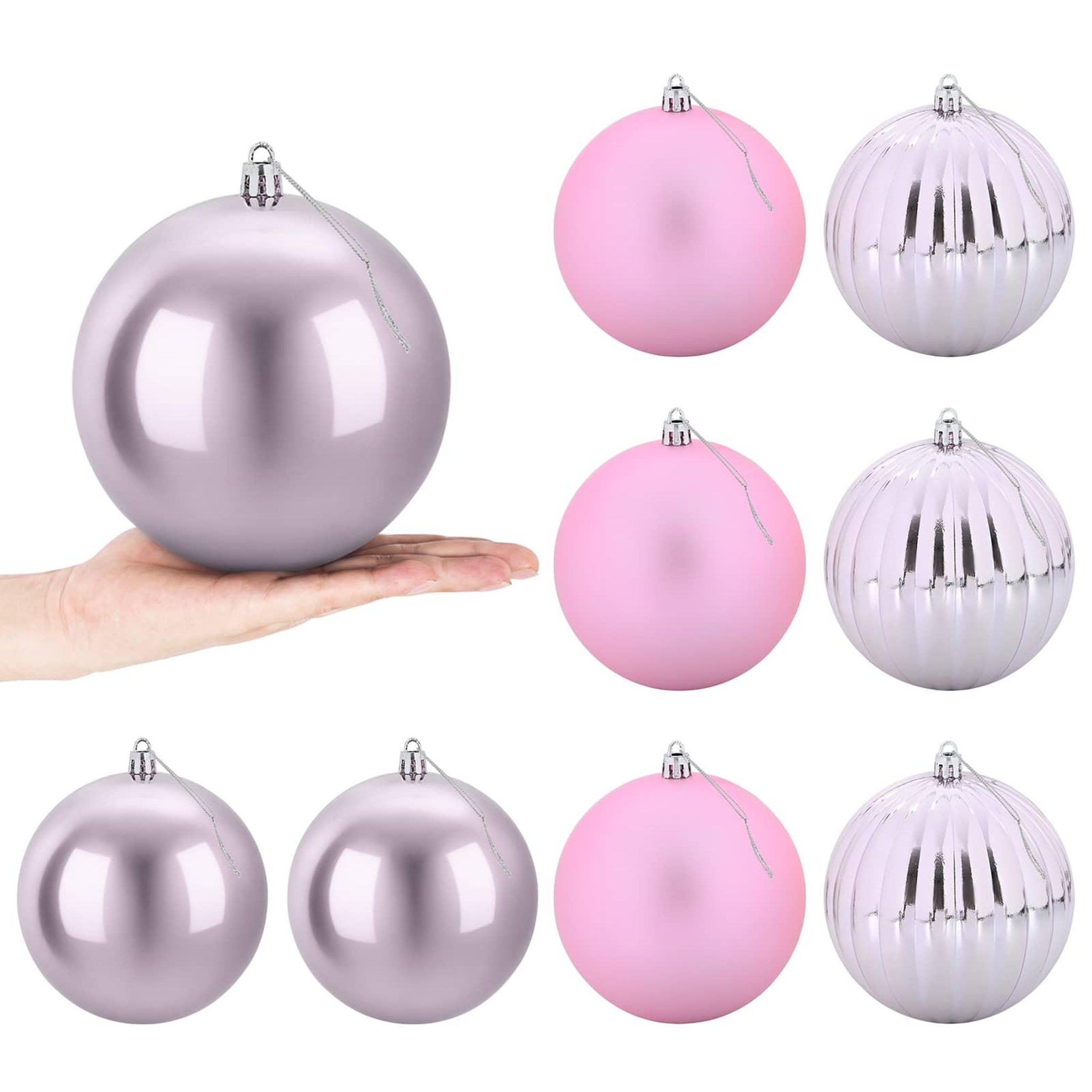 VIDAXL Ensemble de boules de Noël XL 9 pc Rose Diam. 15 cm Plastique