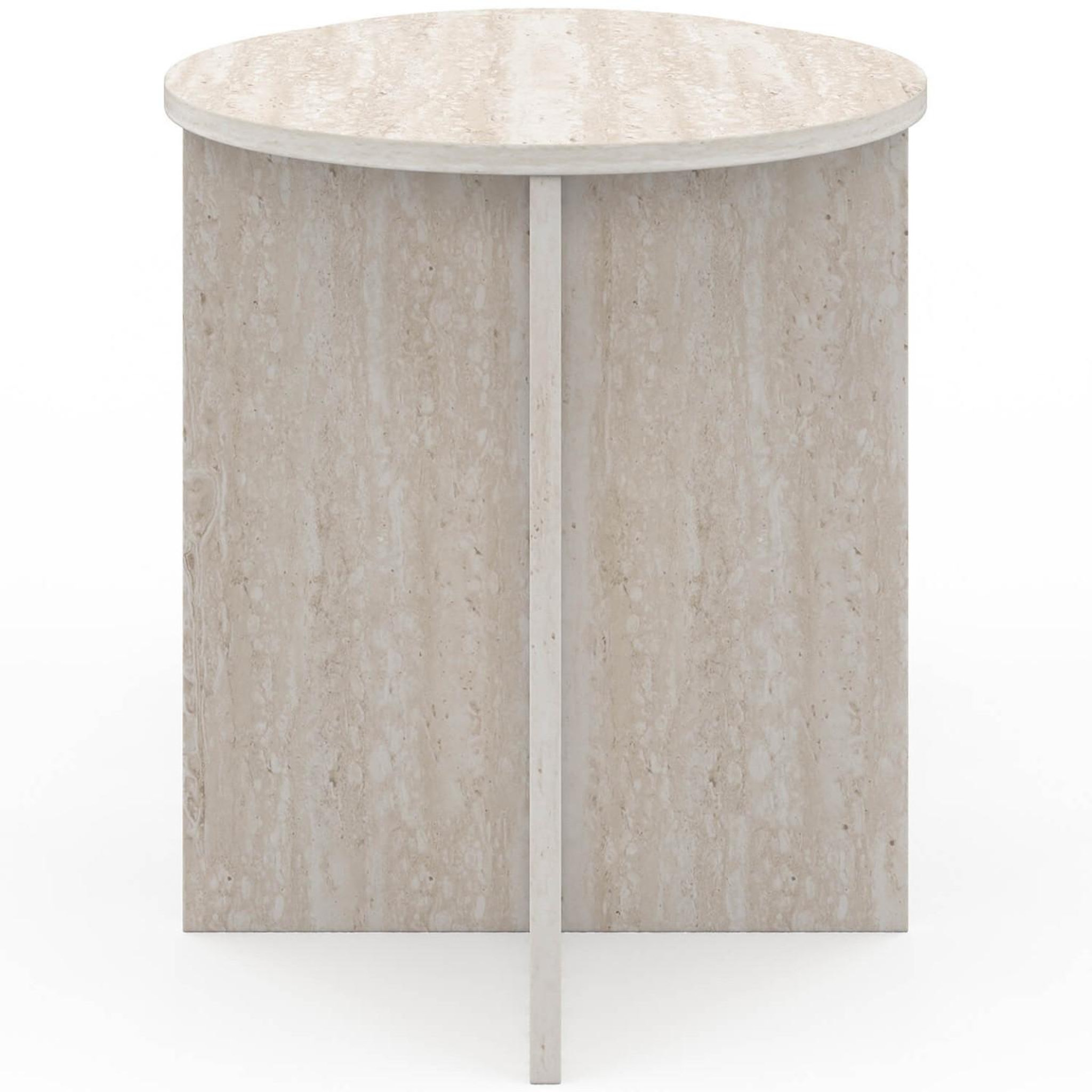 Voir la diapositive 4 : ID MARKET Lot de 2 tables d'appoint rondes, table basse, bouts de canapé, tables de chevet marthe 35/40 cm bois effet travertin