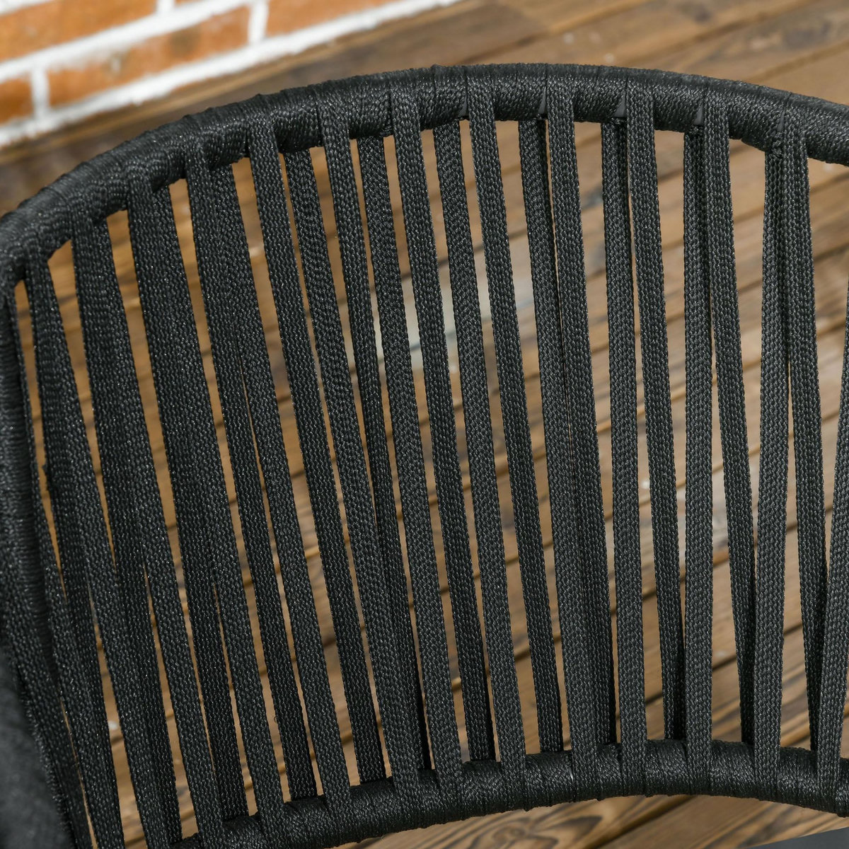 OUTSUNNY Lot de 2 fauteuils de jardin métal corde PE avec coussins