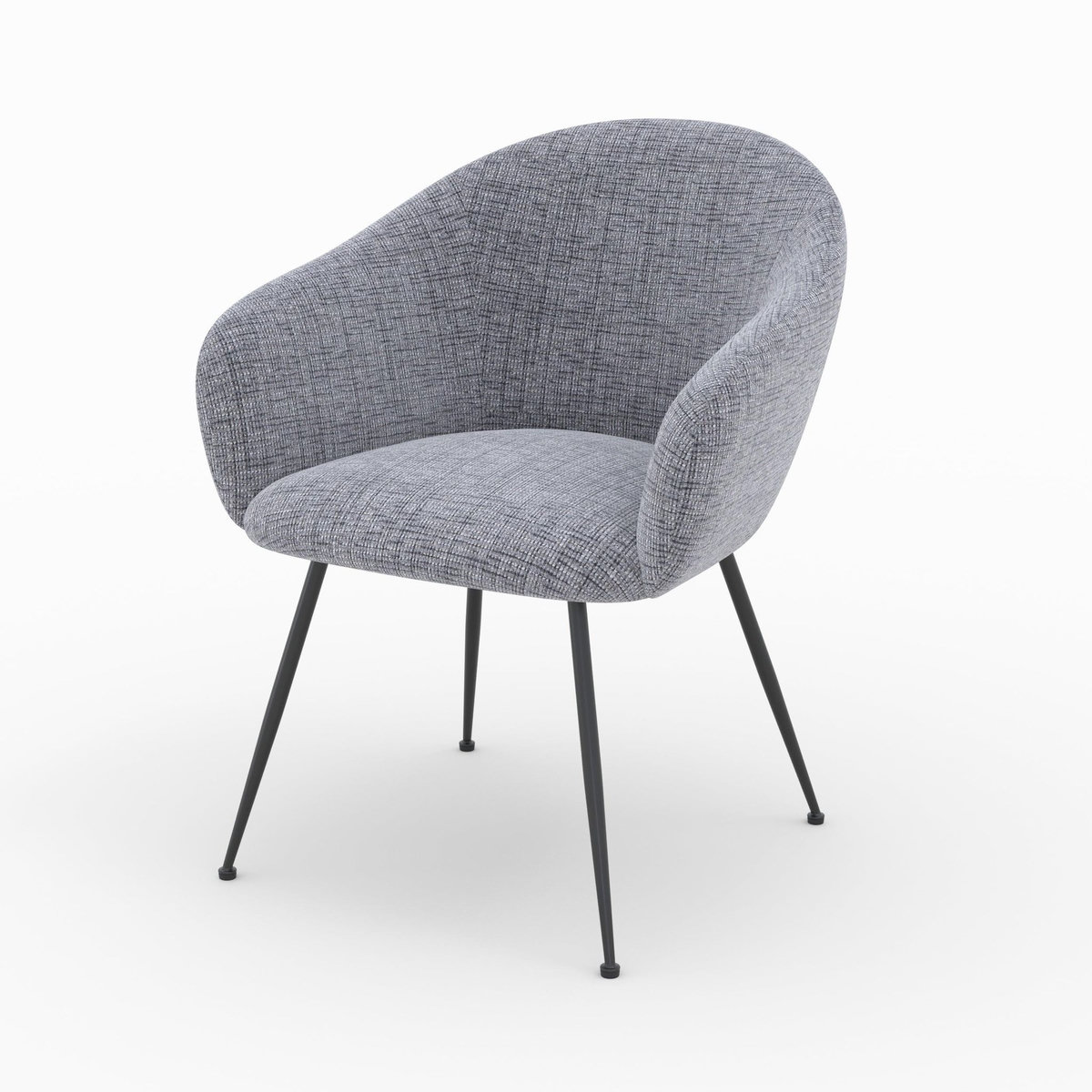 MAISON PAVANE Fauteuil en tissu gris chiné et pieds en métal noir-Socky