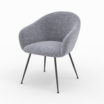 MAISON PAVANE Fauteuil en tissu gris chiné et pieds en métal noir-Socky