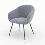 Voir la diapositive 1 : MAISON PAVANE Fauteuil en tissu gris chiné et pieds en métal noir-Socky