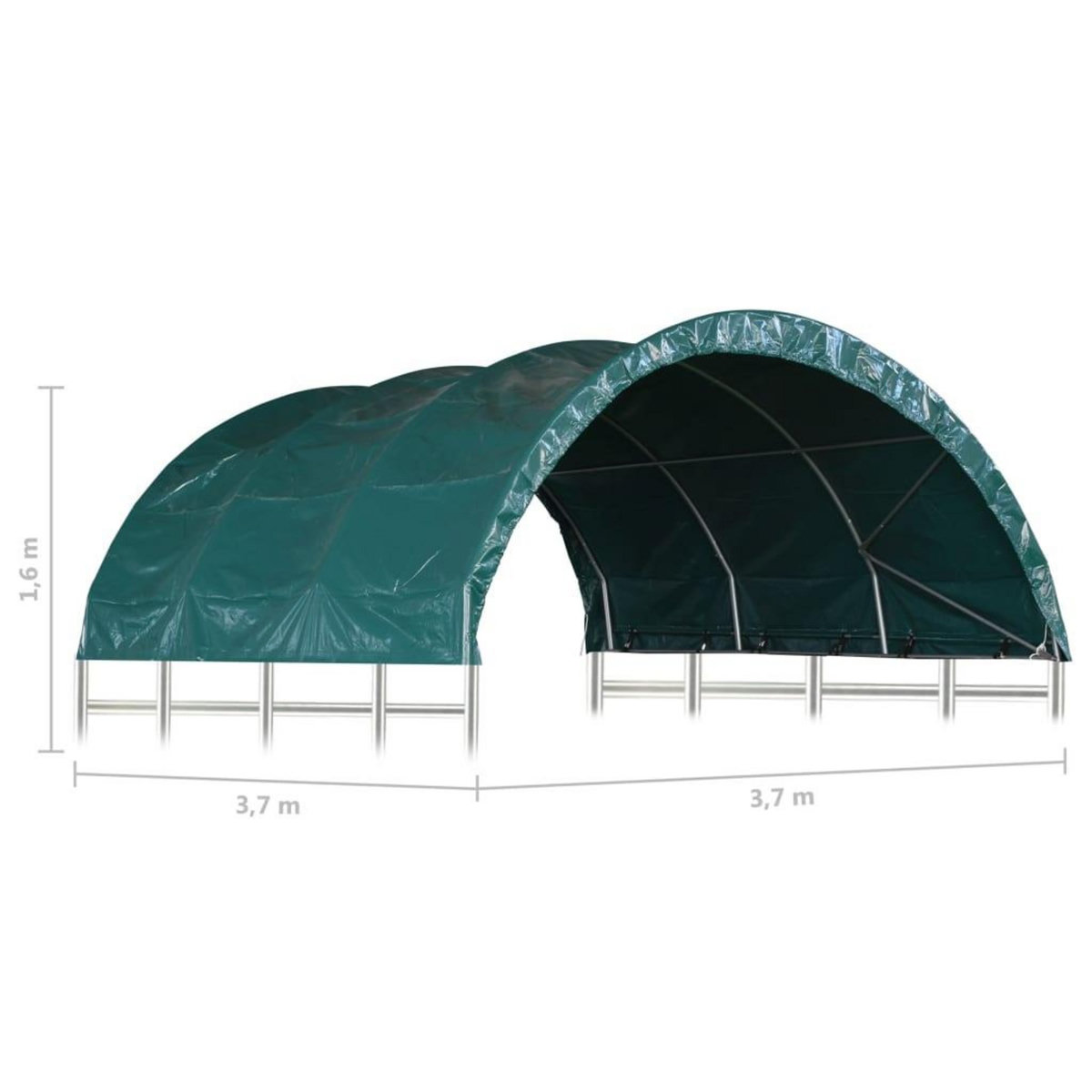 VIDAXL Tente pour betail PVC 3,7x3,7 m Vert