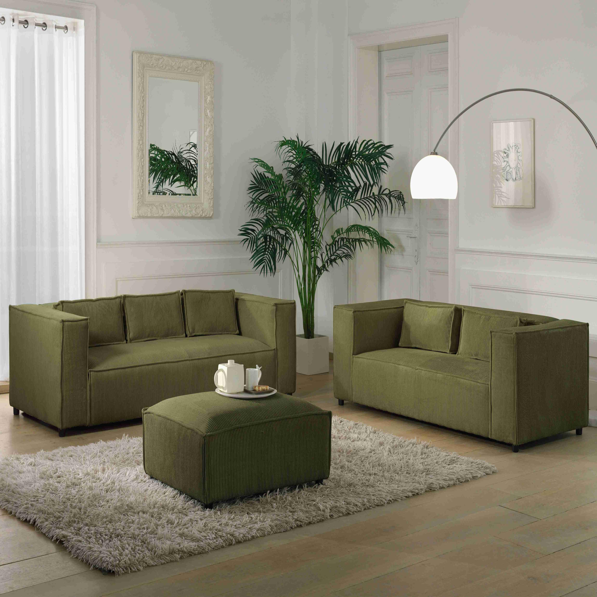 Voir la diapositive 4 : LISA DESIGN Stella - canapé fixe 3 places - en velours côtelé - style contemporain