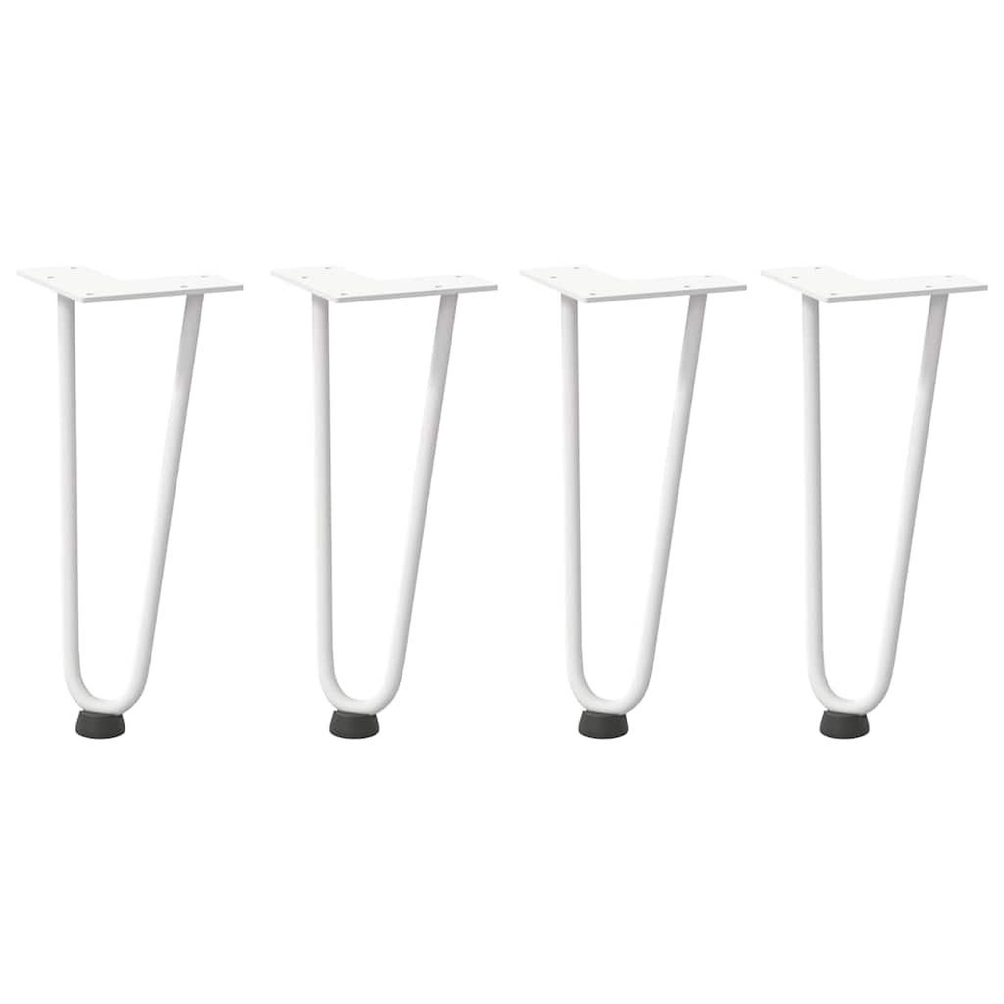 Voir la diapositive 2 : VIDAXL Pieds de table en forme d'epingle a cheveux 4 pcs blanc 30 cm