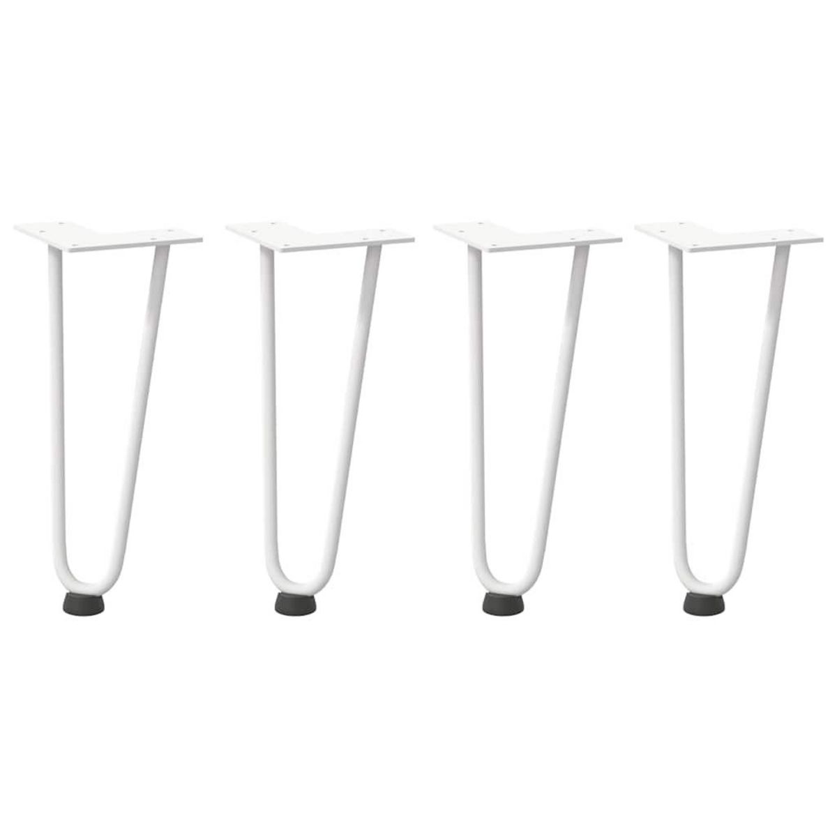 VIDAXL Pieds de table en forme d'epingle a cheveux 4 pcs blanc 30 cm