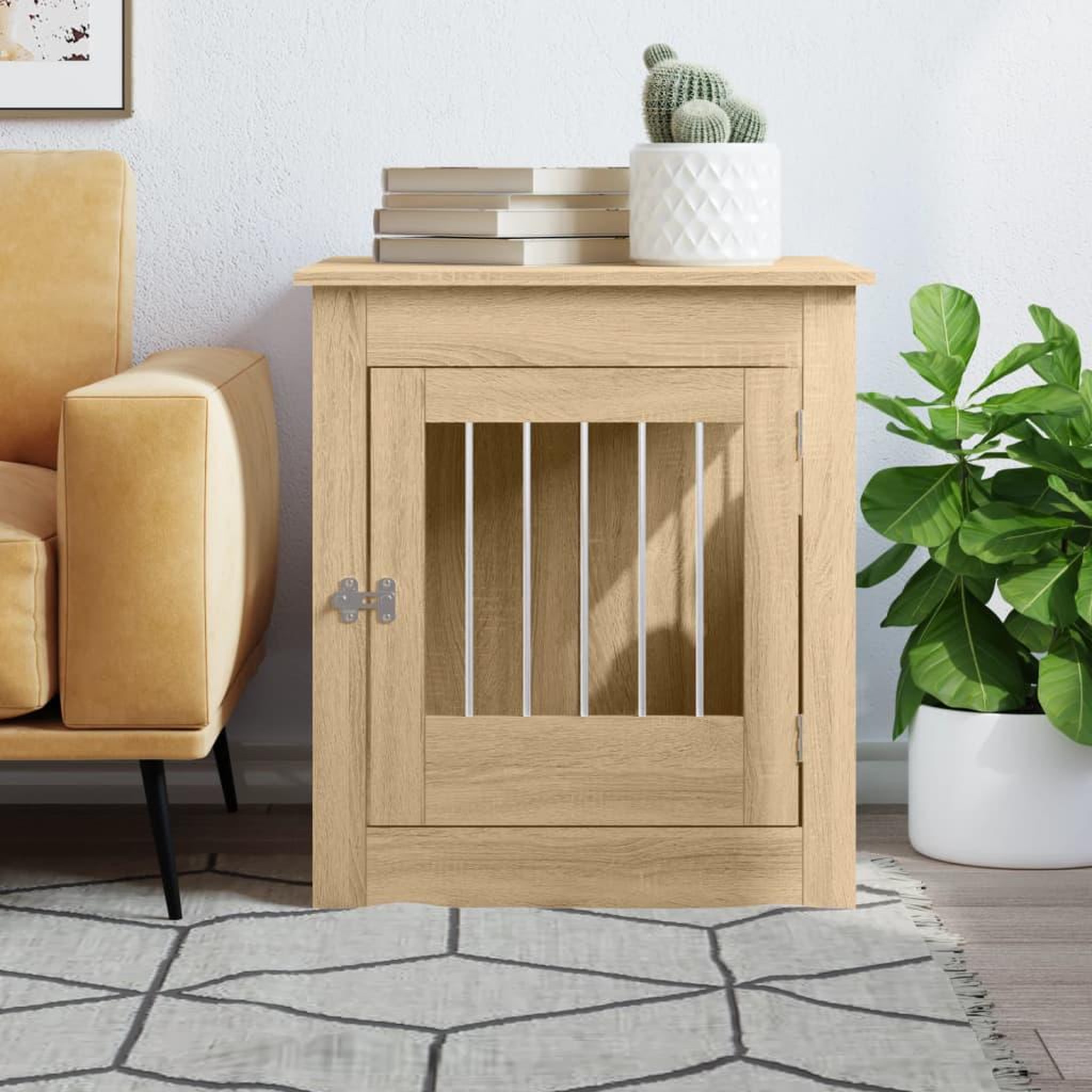 Voir la diapositive 3 : VIDAXL Meuble de cage pour chiens chene sonoma 64,5x80x71 cm