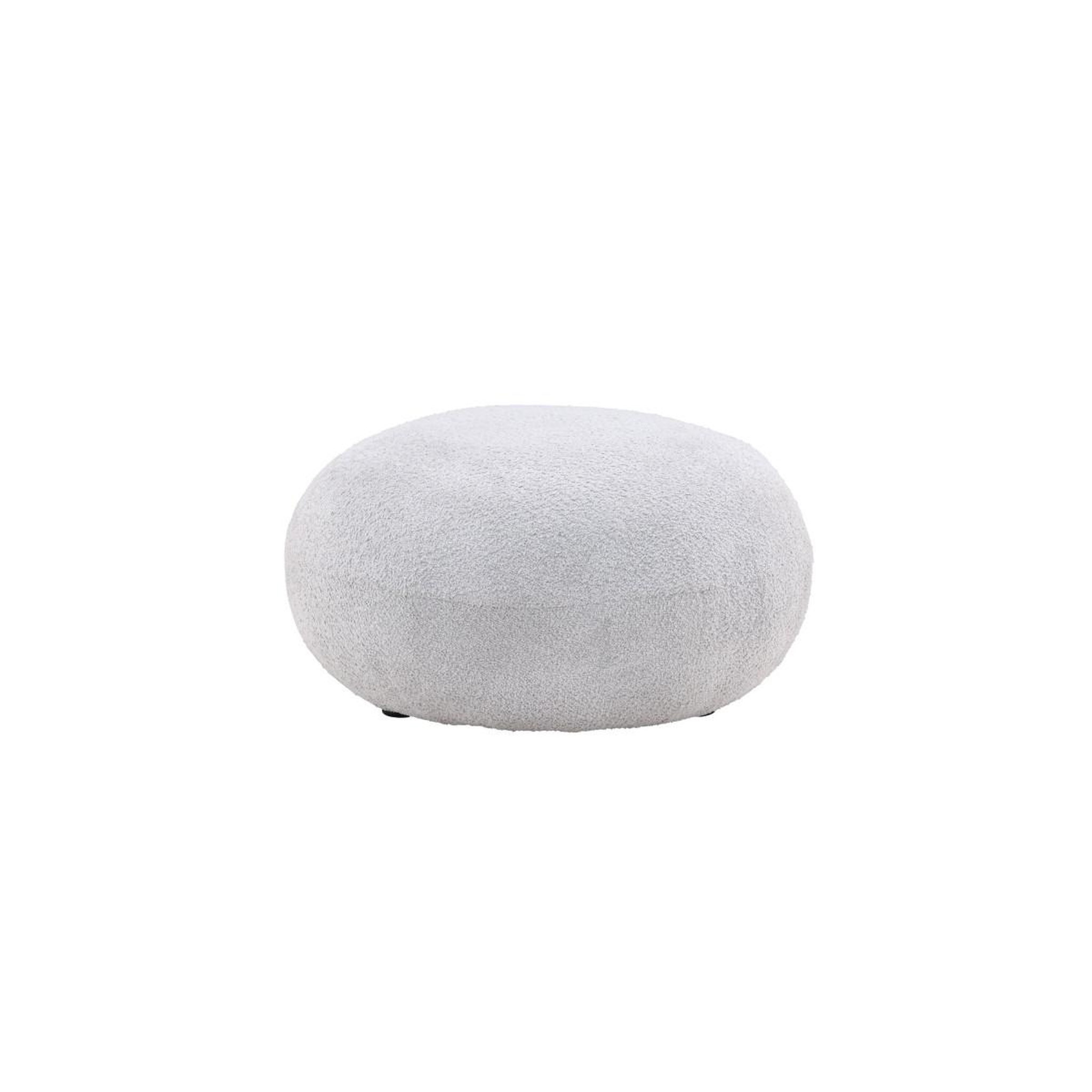 Voir la diapositive 2 : Paris Prix Pouf rond bouclette  bologna  74cm gris clair