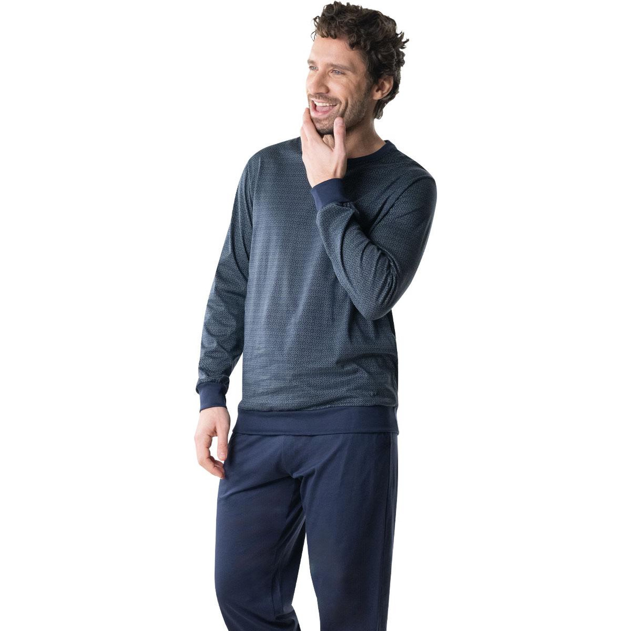 Voir la diapositive 1 : Eminence Pyjama long col rond homme Mercerisé