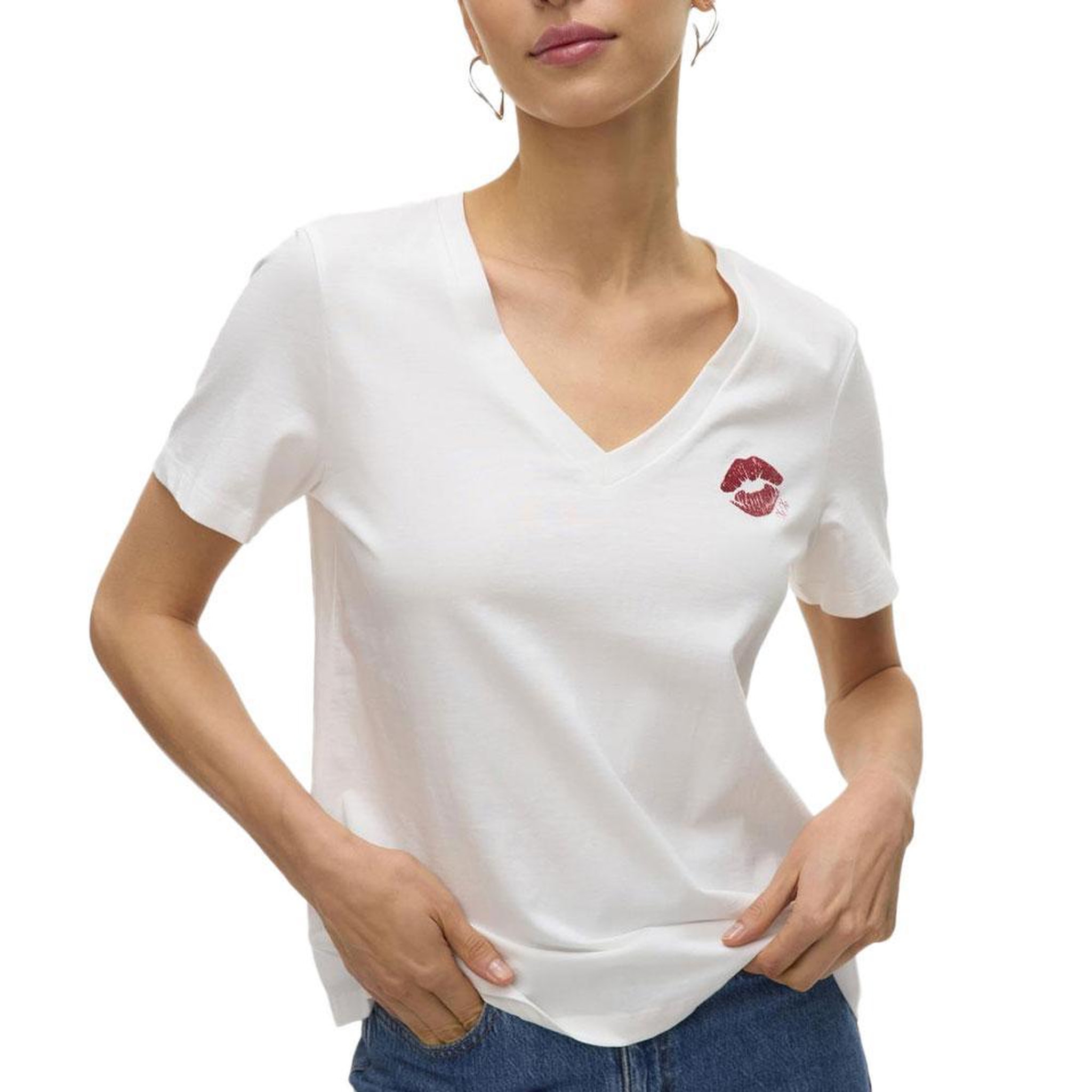 Vero Moda T-Shirt Blanc Femme Vero Moda Feyola. Coloris disponibles : Blanc