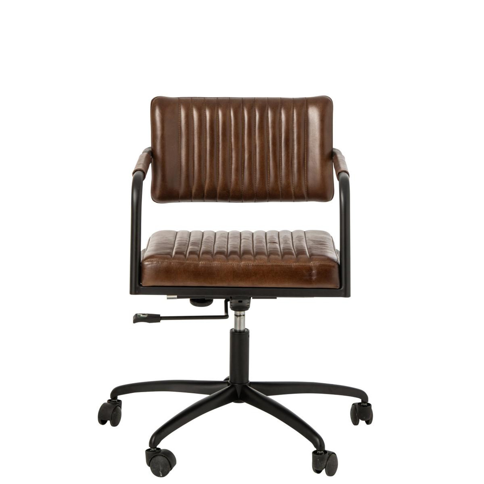 Voir la diapositive 2 : J-LINE Chaise de bureau en cuir  austin  82cm marron