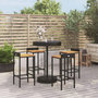 Voir la diapositive 1 : VIDAXL Ensemble de bar jardin 5 pcs noir poly rotin/bois massif acacia