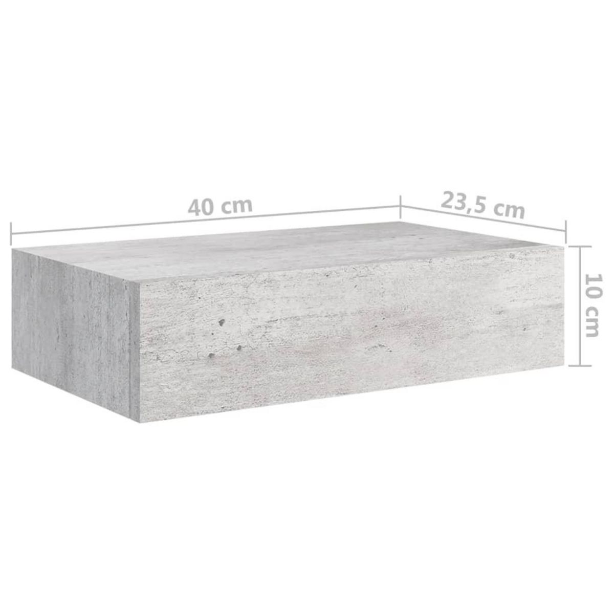VIDAXL Etageres a tiroir murales 2 pcs Gris beton 40x23,5x10 cm MDF