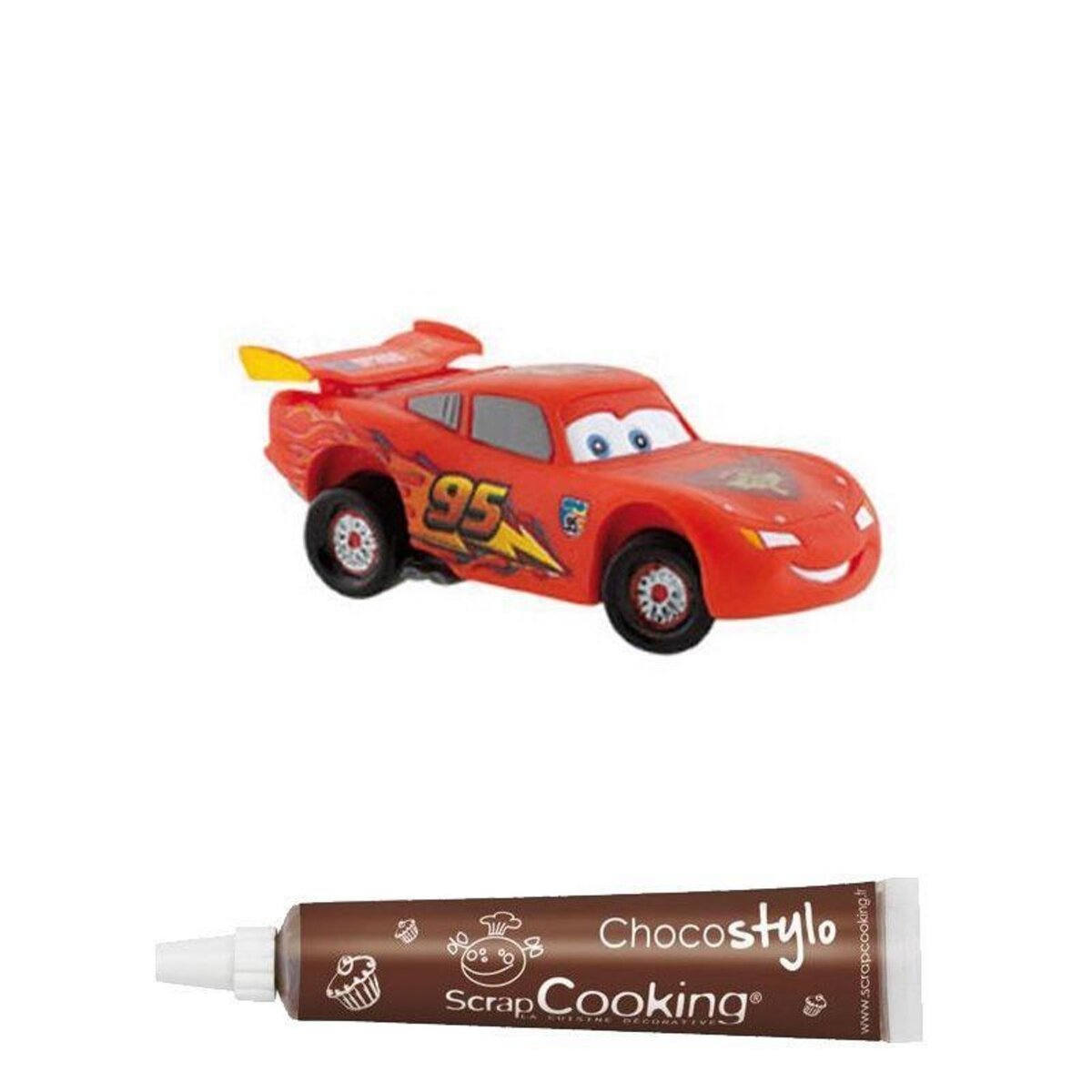 Youdoit Figurine pour gâteau Cars Lightning Mcqueen + Stylo chocolat pas  cher 