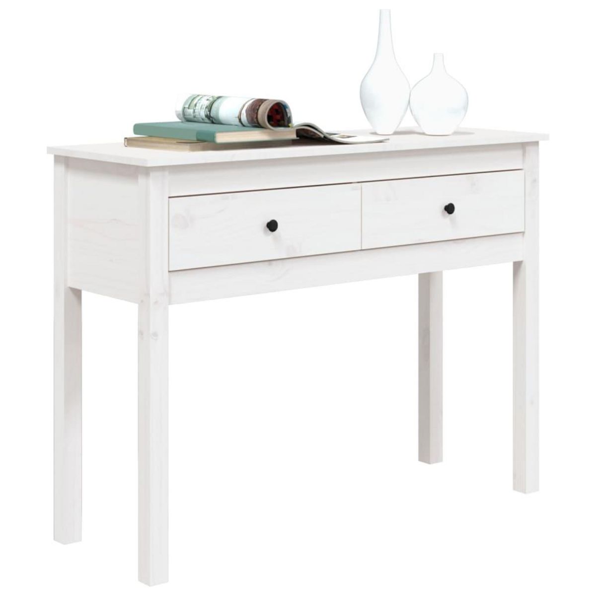 VIDAXL Table console Blanc 100x35x75 cm Bois massif de pin
