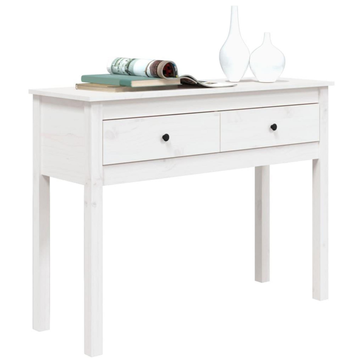 VIDAXL Table console Blanc 100x35x75 cm Bois massif de pin