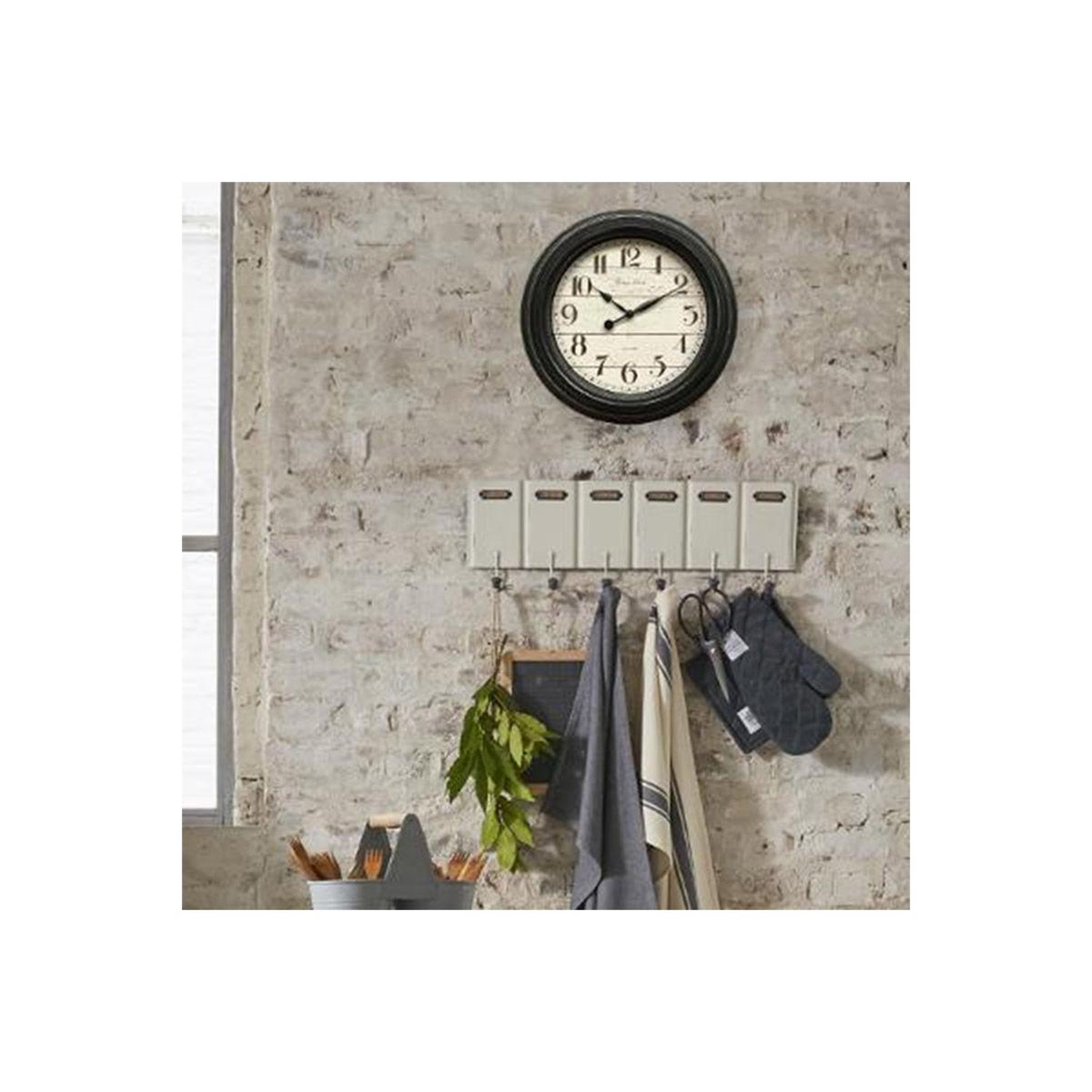 Voir la diapositive 3 : ATMOSPHERA Horloge murale déco en verre  moulure  29cm noir