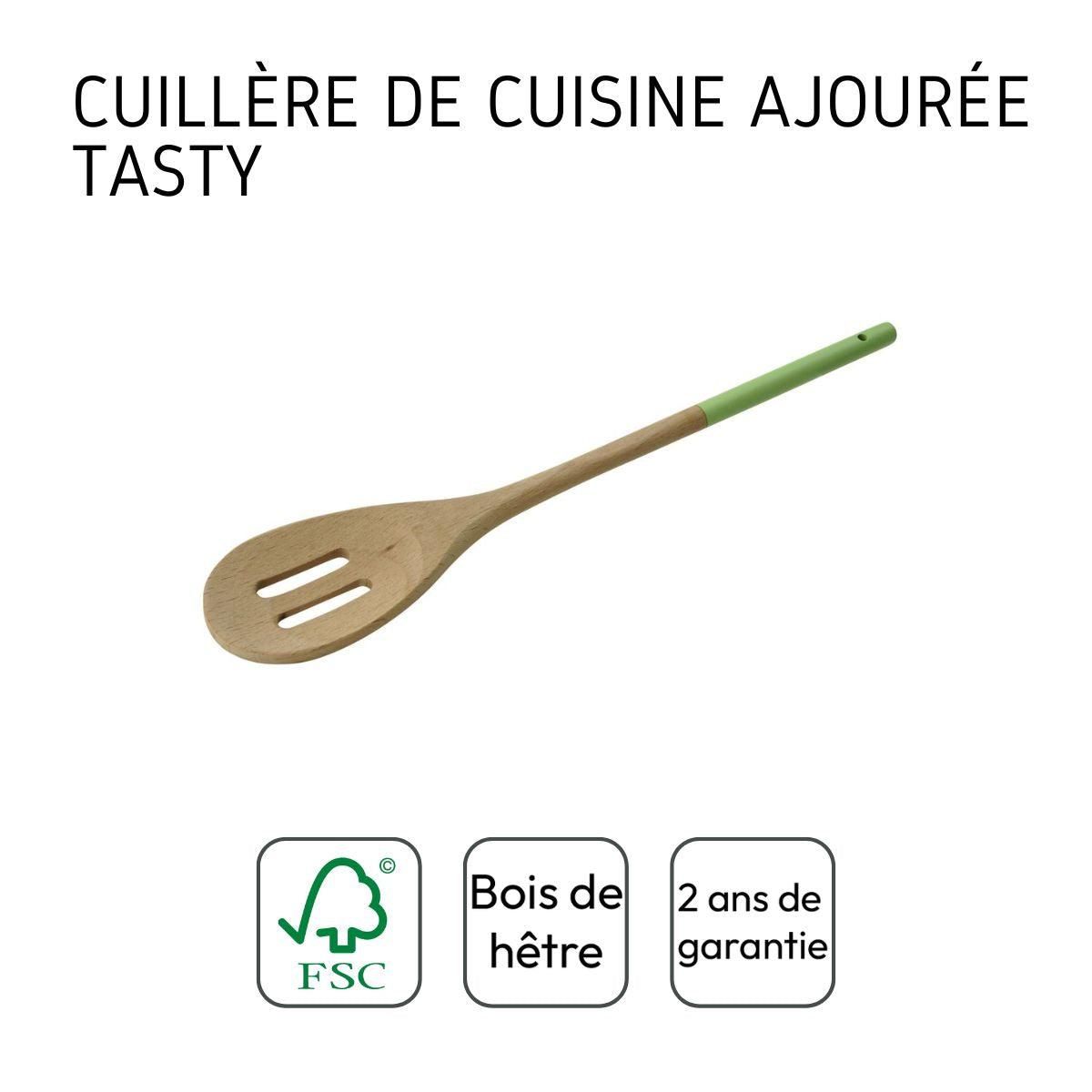 TASTY Cuillère de cuisine en bois ajourée 30 x 5,5 cm Tasty Green