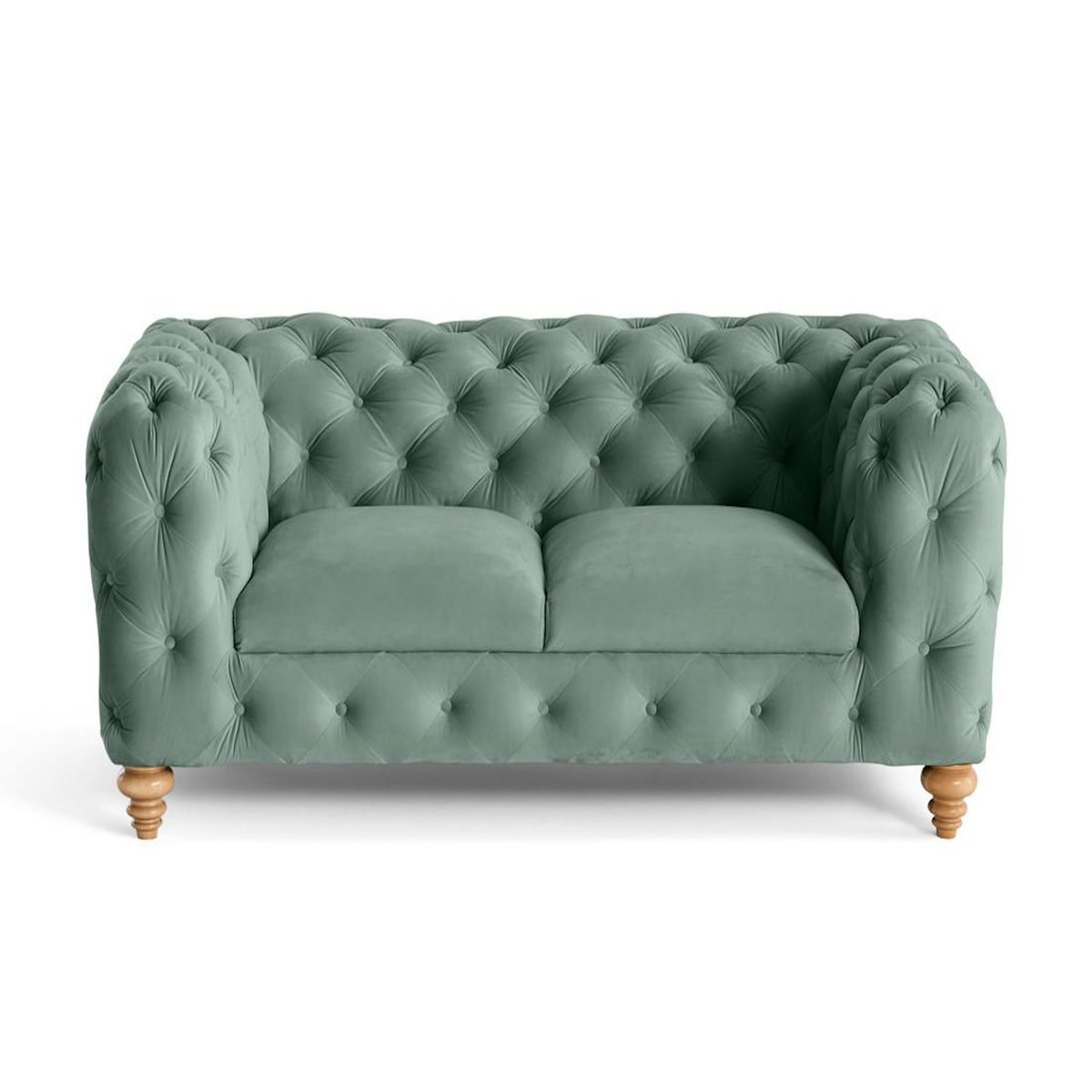 LISA DESIGN Walter - canapé 2 places chesterfield en velours - pieds bois