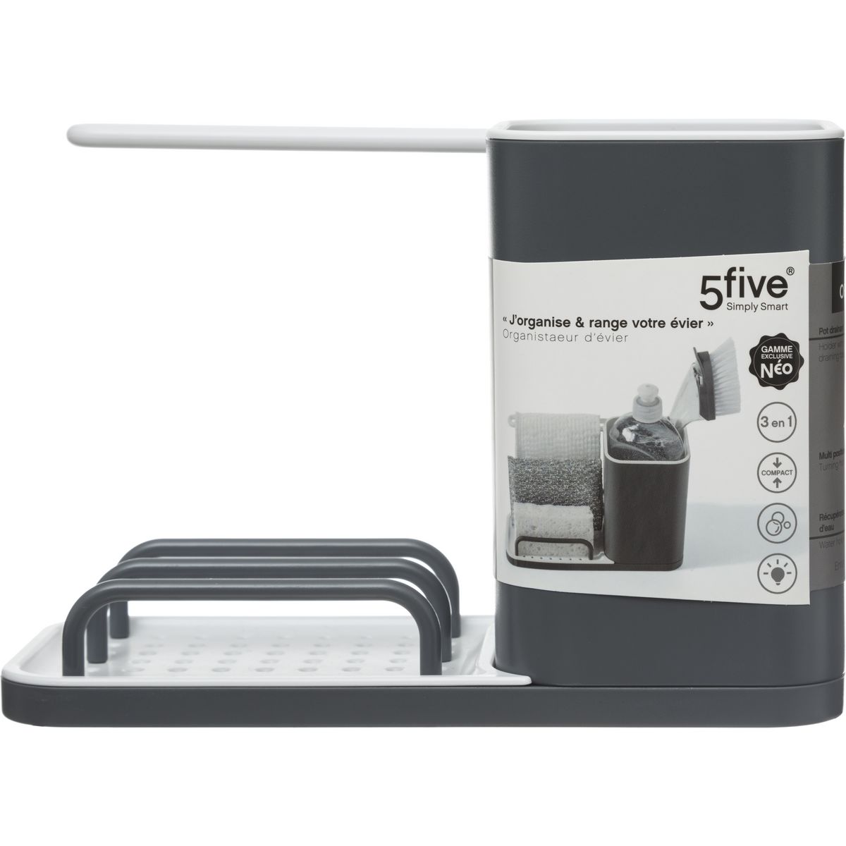 Organisateur d'évier gris