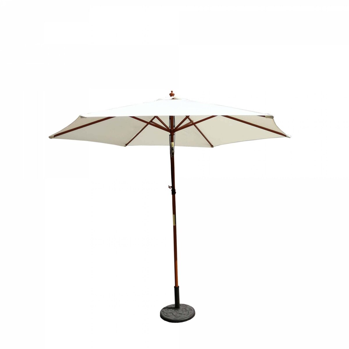 CONCEPT USINE Parasol rond en bois inclinable toile écru Ø 300 cm CANCUN