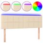 Voir la diapositive 2 : VIDAXL Tete de lit a LED Creme 144x5x78/88 cm Tissu