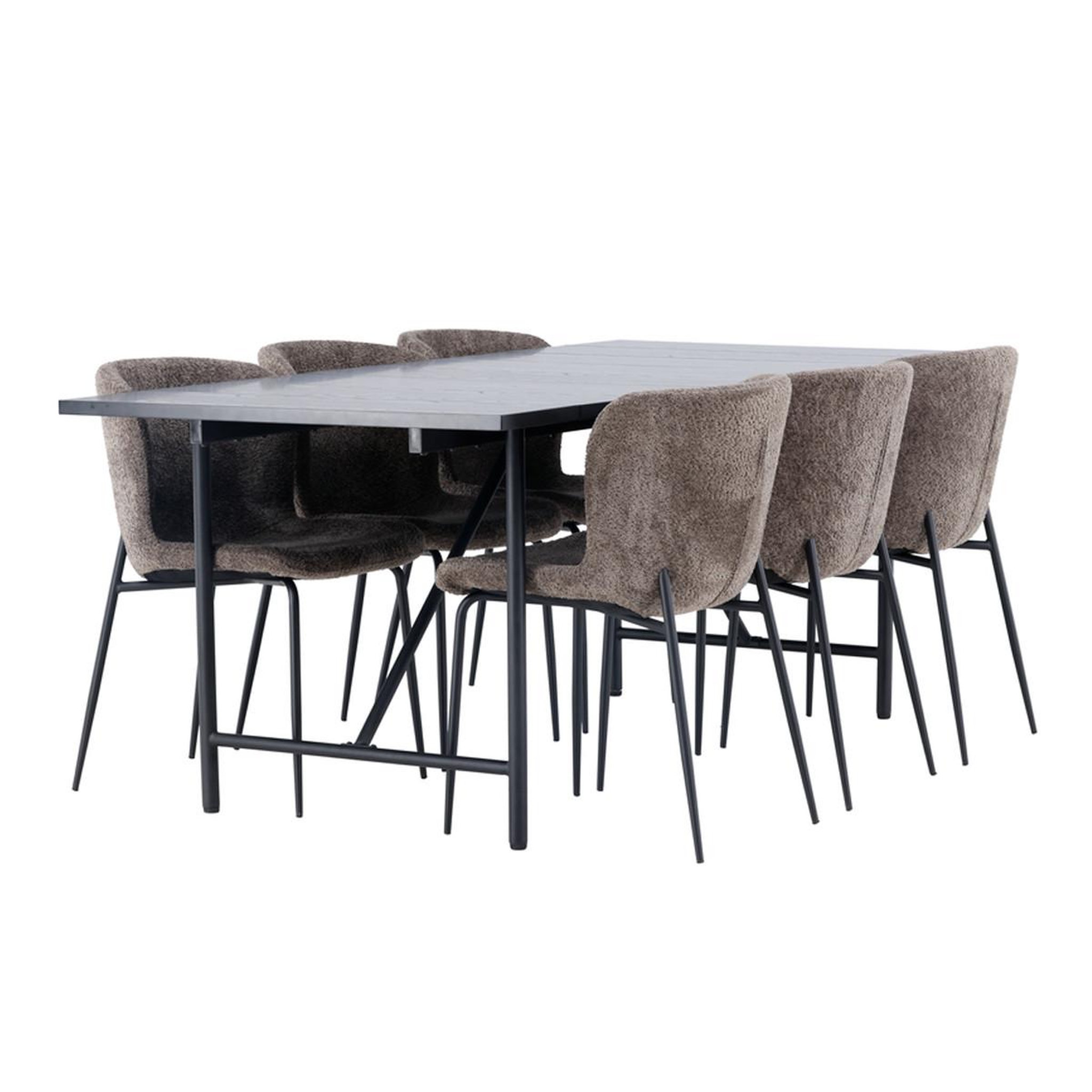 Paris Prix Ensemble table à manger & 6 chaises  astrid & modesto  200cm noir & marron