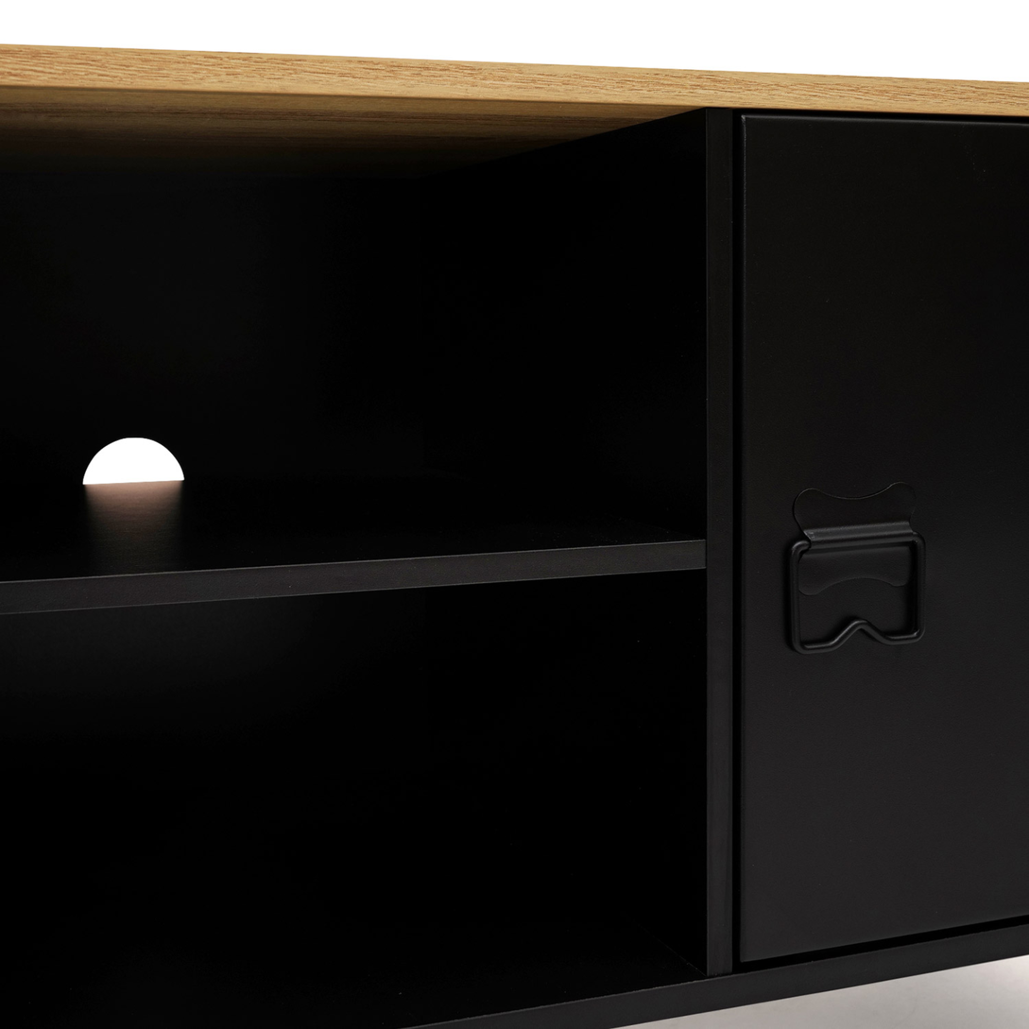 Voir la diapositive 6 : ID MARKET Meuble tv 113 cm ester 2 portes métal noir et plateau bois design industriel