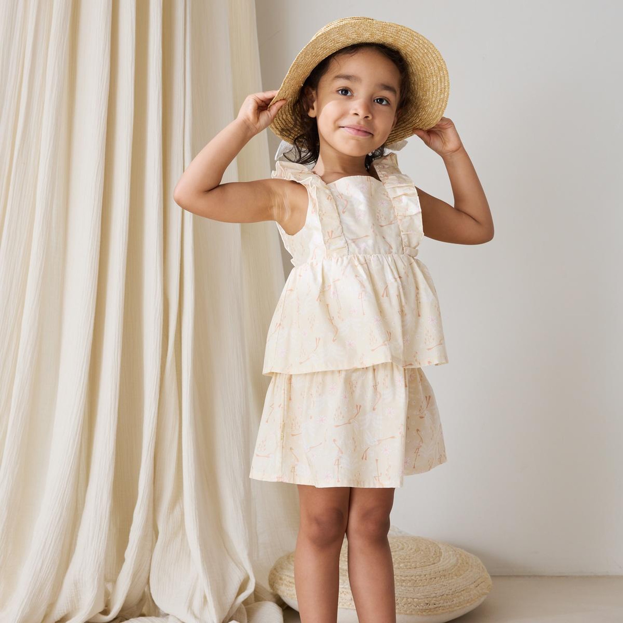 Voir la diapositive 4 : Petit Béguin Robe enfant en popeline poésie d'été